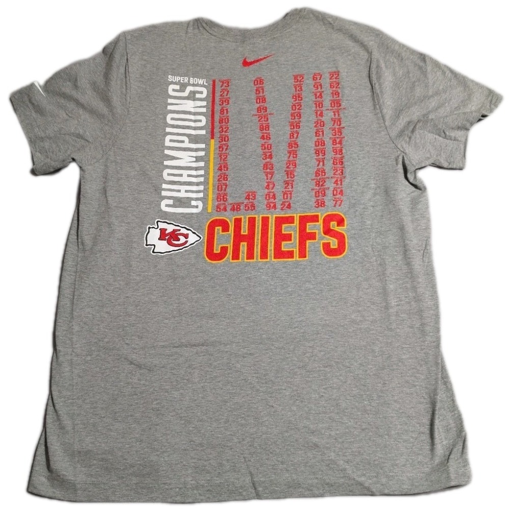 Nike Kansas City Chiefs Super Bowl LVIII Champions T Shirt Gray Mens 2XL NWT - Picture 4 of 6